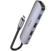 Разветвитель USB-C Hoco HB27 4порт. серый