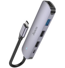 Разветвитель USB-C Hoco HB27 4порт. серый