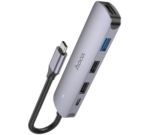 Разветвитель USB-C Hoco HB27 4порт. серый Разветвитель USB-C Hoco HB27 4порт. серый