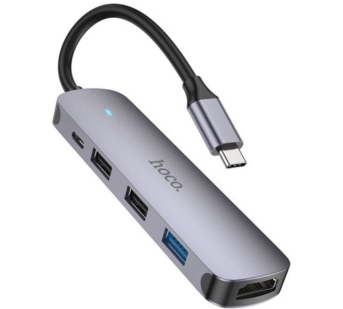 Разветвитель USB-C Hoco HB27 4порт. серый Разветвитель USB-C Hoco HB27 4порт. серый