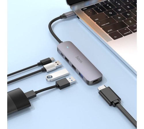 Разветвитель USB-C Hoco HB27 4порт. серый Разветвитель USB-C Hoco HB27 4порт. серый