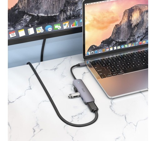 Разветвитель USB-C Hoco HB27 4порт. серый Разветвитель USB-C Hoco HB27 4порт. серый