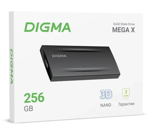 Накопитель SSD Digma USB 3.2 256GB DGSM8256G2MGG MEGA X 1.8" Накопитель SSD Digma USB 3.2 256GB DGSM8256G2MGG MEGA X 1.8"