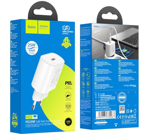 Сетевое зар./устр. Hoco N22 25W (PD+QC+AFC) USB-C белый