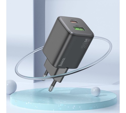 Сетевое зар./устр. Hoco N41 Almighty Black 20W 3A (PD+QC+AFC) USB-A/Type-C черный