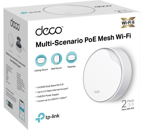 TP-Link Deco X50-PoE(2-pack) AX3000 Mesh-система Wi-Fi 6 с поддержкой PoE