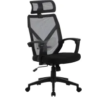Кресло Cactus CS-MC414-BK черный сетка/ткань с подголов. крестов. пластик