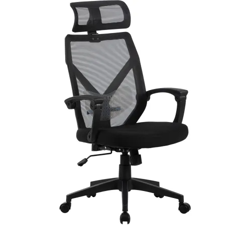 Кресло Cactus CS-MC414-BK черный сетка/ткань с подголов. крестов. пластик