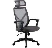 Кресло Cactus CS-MC414-GY черный/серый сетка/ткань с подголов. крестов. пластик