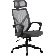 Кресло Cactus CS-MC414-GY черный/серый сетка/ткань с подголов. крестов. пластик