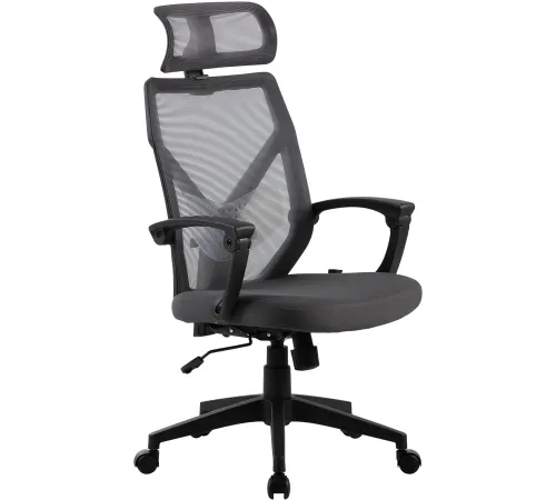 Кресло Cactus CS-MC414-GY черный/серый сетка/ткань с подголов. крестов. пластик