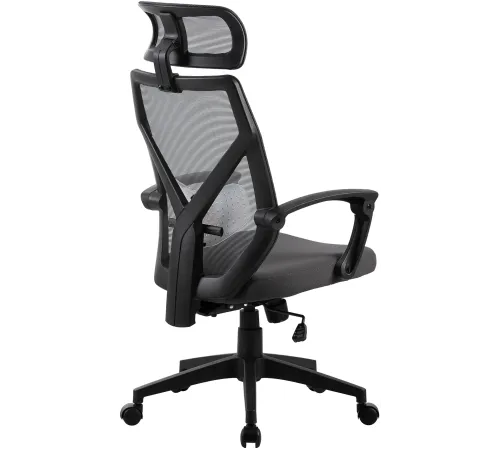 Кресло Cactus CS-MC414-GY черный/серый сетка/ткань с подголов. крестов. пластик