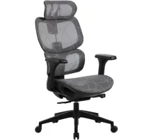 Кресло Cactus CS-MC555-GY черный/серый сетка с подголов. крестов. пластик пластик черный