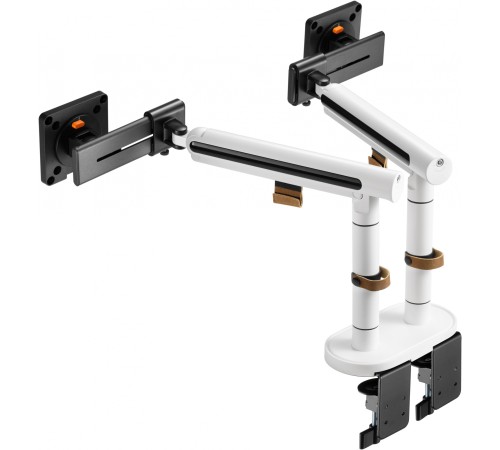Кронштейн для мониторов Ultramounts UM727W белый 17"-32" макс.9кг крепление к столешнице поворот и наклон Кронштейн для мониторов Ultramounts UM727W белый 17"-32" макс.9кг крепление к столешнице поворот и наклон