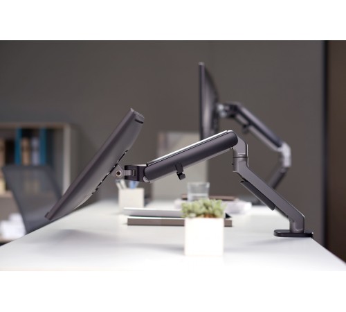 Кронштейн для мониторов Ultramounts UM734BL серый/черный 17"-27" макс.7кг крепление к столешнице поворот и наклон Кронштейн для мониторов Ultramounts UM734BL серый/черный 17"-27" макс.7кг крепление к столешнице поворот и наклон
