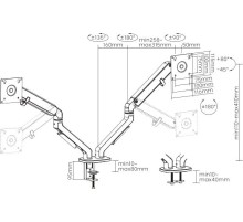 Кронштейн для мониторов Ultramounts UM735BL черный/серый 17"-27" макс.7кг крепление к столешнице поворот и наклон