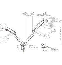 Кронштейн для мониторов Ultramounts UM735BL черный/серый 17"-27" макс.7кг крепление к столешнице поворот и наклон