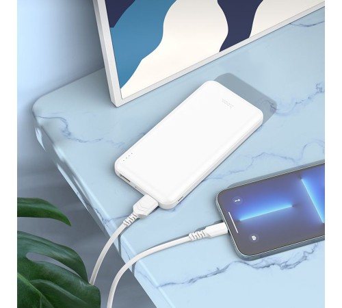 Мобильный аккумулятор Hoco J100 High-ranking white 10000mAh 2.1A 2xUSB-A белый