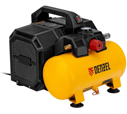 Компрессор DLS750/6 безмасляный малошумный 750 Вт, 140 л/мин,ресивер 6 л// Denzel Компрессор DLS750/6 безмасляный малошумный 750 Вт, 140 л/мин,ресивер 6 л// Denzel