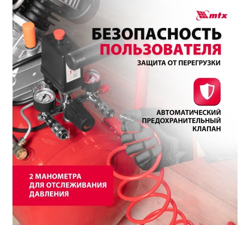 Компрессор поршневой MTX КК-2200/50 масляный 350л/мин 50л 2200Вт красный/черный Компрессор поршневой MTX КК-2200/50 масляный 350л/мин 50л 2200Вт красный/черный