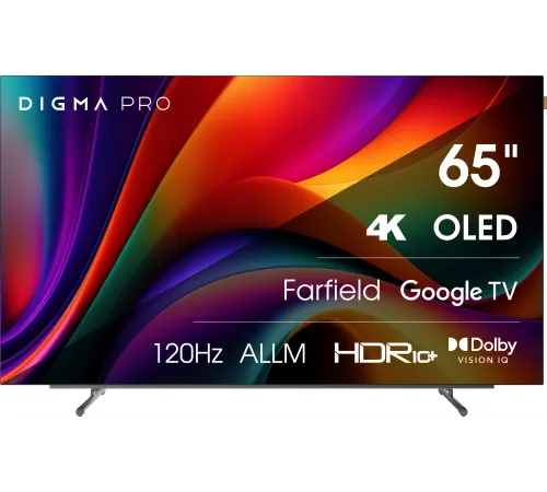 Телевизор OLED Digma Pro 65" OLED 65M Google TV Frameless черный/серебристый 4K Ultra HD 120Hz DVB-T DVB-T2 DVB-C DVB-S DVB-S2 USB WiFi Smart TV