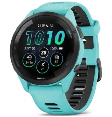 Смарт-часы Garmin Forerunner 265 33мм 1.3" AMOLED корп.черный/бирюзовый силикон рем.бирюзовый (010-02810-12)
