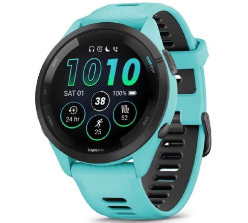 Смарт-часы Garmin Forerunner 265 33мм 1.3" AMOLED корп.черный/бирюзовый силикон рем.бирюзовый (010-02810-12) Смарт-часы Garmin Forerunner 265 33мм 1.3" AMOLED корп.черный/бирюзовый силикон рем.бирюзовый (010-02810-12)