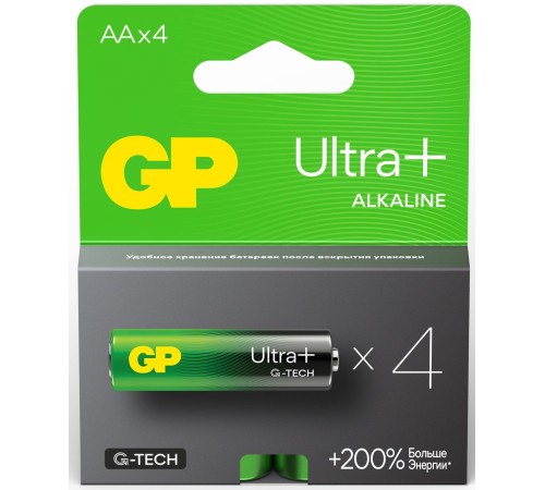 Батарея GP Ultra Plus Alkaline 15AUPA21-2CRSB4 AA (4шт) блистер
