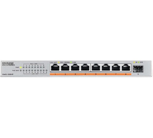 Коммутатор Zyxel XMG-108HP-EU0101F 8x2.5Гбит/с 1SFP+ 8PoE++ 100W неуправляемый Коммутатор Zyxel XMG-108HP-EU0101F 8x2.5Гбит/с 1SFP+ 8PoE++ 100W неуправляемый