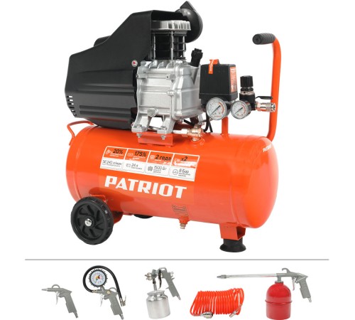 Компрессор поршневой Patriot Optima Euro 24-240K2 масляный 240л/мин 24л 1500Вт оранжевый/черный Компрессор поршневой Patriot Optima Euro 24-240K2 масляный 240л/мин 24л 1500Вт оранжевый/черный