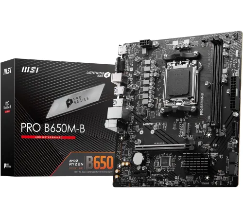 Материнская плата MSI PRO B650M-B SocketAM5 AMD B650 2xDDR5 mATX AC`97 8ch(7.1) 2.5Gg RAID+VGA+HDMI