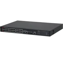 DAHUA DH-S4228-24GT-360 28-портовый гигабитный управляемый коммутатор с PoE, уровень L2, 26xRJ45 1Gb, 2xSFP 1Gb, суммарно 360Вт, коммутация 56 Гбит/с, MAC-таблица 8К, металл