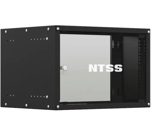 Шкаф коммутационный NTSS Lime (NTSS-WL6U5545GS-BL) настенный 6U 550x450мм пер.дв.стекл несъемн.бок.пан. 30кг черный
