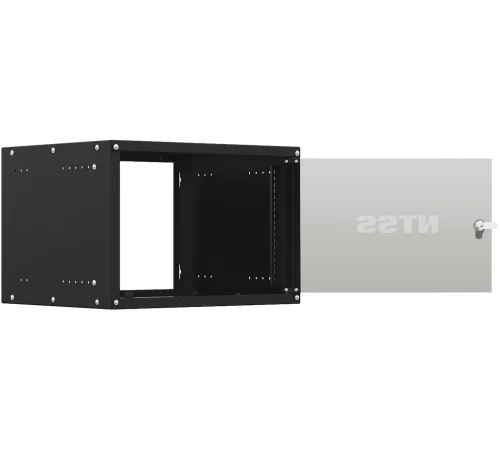 Шкаф коммутационный NTSS Lime (NTSS-WL6U5545GS-BL) настенный 6U 550x450мм пер.дв.стекл несъемн.бок.пан. 30кг черный