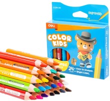 Карандаши цв. Deli EC134-24 Color Kids 5мм ассорти 24цв. коробка/европод. (24шт) 24 карандаша