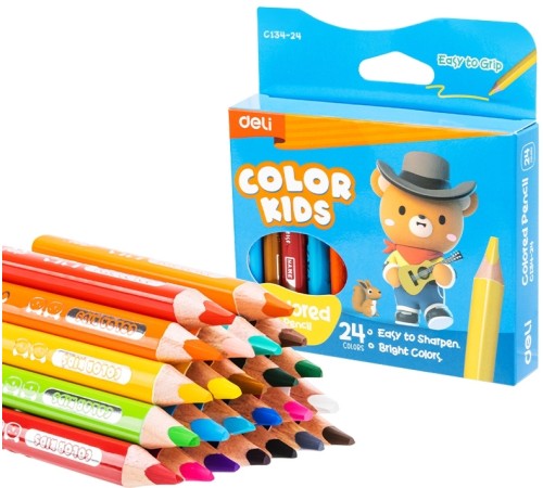 Карандаши цв. Deli EC134-24 Color Kids 5мм ассорти 24цв. коробка/европод. (24шт) 24 карандаша Карандаши цв. Deli EC134-24 Color Kids 5мм ассорти 24цв. коробка/европод. (24шт) 24 карандаша