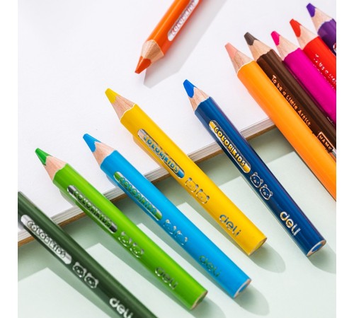 Карандаши цв. Deli EC134-24 Color Kids 5мм ассорти 24цв. коробка/европод. (24шт) 24 карандаша Карандаши цв. Deli EC134-24 Color Kids 5мм ассорти 24цв. коробка/европод. (24шт) 24 карандаша
