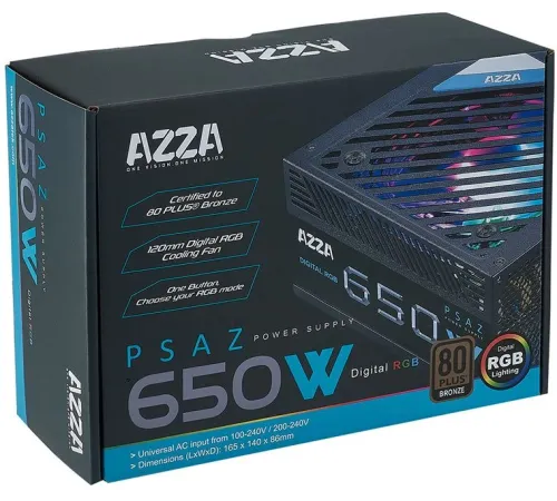 Блок питания Azza ATX 650W PSAZ-650B 80+ bronze (20+4pin) APFC 120mm fan 5xSATA RTL Блок питания Azza ATX 650W PSAZ-650B 80+ bronze (20+4pin) APFC 120mm fan 5xSATA RTL