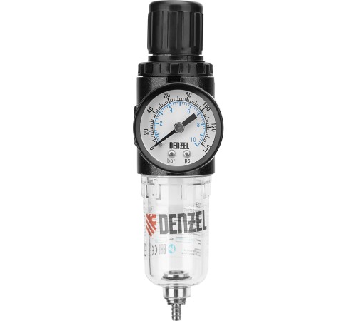 Фильтр-регулятор FR1500, 10 бар, 1500 л/мин, 1/4" Denzel Фильтр-регулятор FR1500, 10 бар, 1500 л/мин, 1/4" Denzel