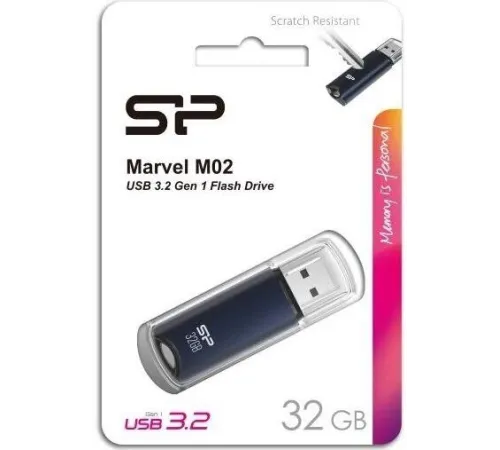 Флеш накопитель 32Gb Silicon Power Marvel M02, USB 3.2, Синий Флеш накопитель 32Gb Silicon Power Marvel M02, USB 3.2, Синий