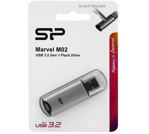Флеш накопитель 64Gb Silicon Power Marvel M02, USB 3.0, Серебро