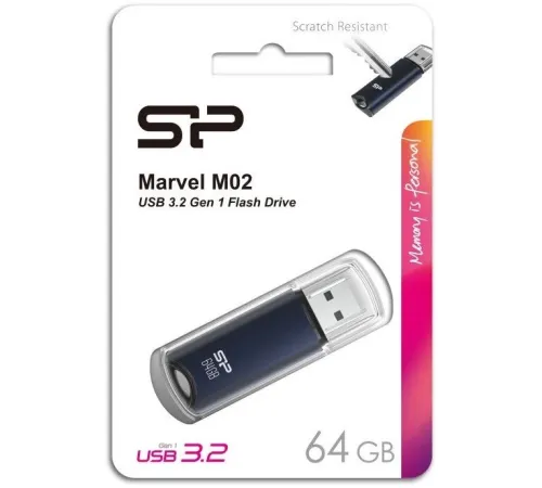 Флеш накопитель 64Gb Silicon Power Marvel M02, USB 3.0, Синий Флеш накопитель 64Gb Silicon Power Marvel M02, USB 3.0, Синий