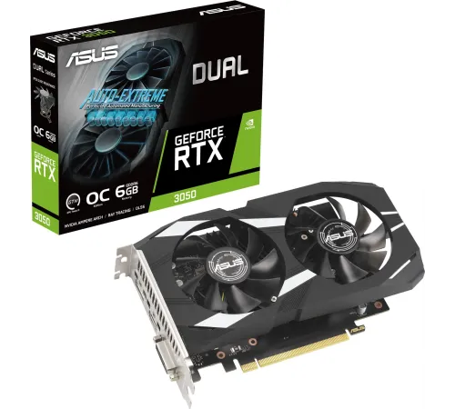 Видеокарта ASUS DUAL-RTX3050-O6G//RTX3050,DVI,HDMI,DP,6G,D6; 90YV0K60-M0NA00 (DUAL-RTX3050-O6G)