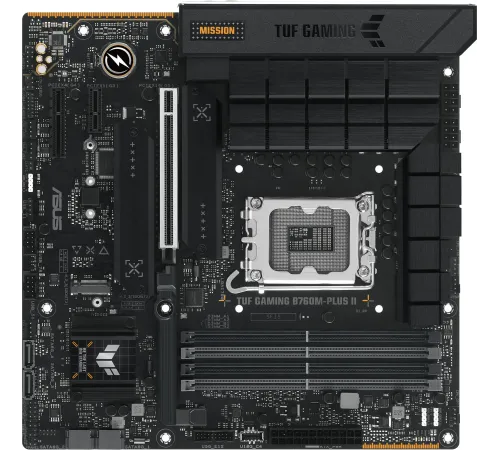 Материнская плата ASUS TUF TUF GAMING B760M-PLUS II, LGA1700, B760, 4*DDR5, HDMI+DP, 4xSATA3 + RAID, M2, Audio, Gb LAN, USB 3.2, USB 2.0, mATX; 90MB1HD0-M0EAY0 (TUF GAMING B760M-PLUS II)
