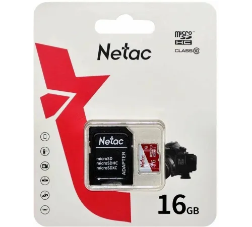 Флеш карта microSDHC 16GB Netac NT02P500ECO-016G-R P500 Extreme Pro + adapter