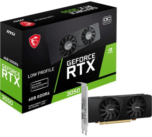 Видеокарта MSI PCI-E 4.0 RTX 3050 LP 6G OC NVIDIA GeForce RTX 3050 6Gb 128bit GDDR6 1807/14000 HDMIx1 DPx3 HDCP Ret