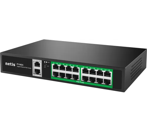 Коммутатор Netis P116GC (L2) 18x1Гбит/с 16PoE+ 240W неуправляемый