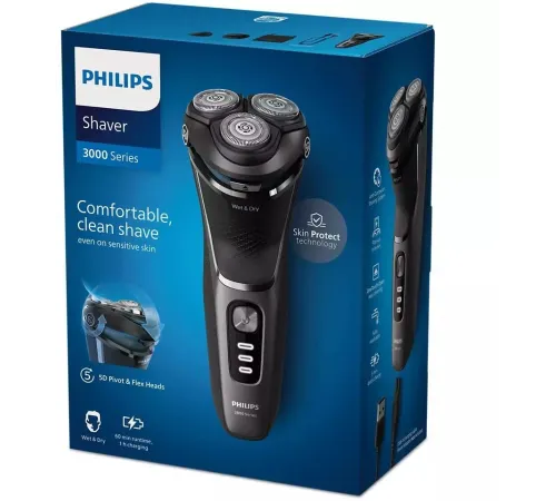 Бритва роторная Philips S3343/13 реж.эл.:3 питан.:аккум. черный