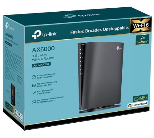 TP-Link Archer AX80(EU) Двухдиапазонный роутер Wi-Fi AX6000 с портом WAN/LAN 2,5 Гбит/с и поддержкой Mesh