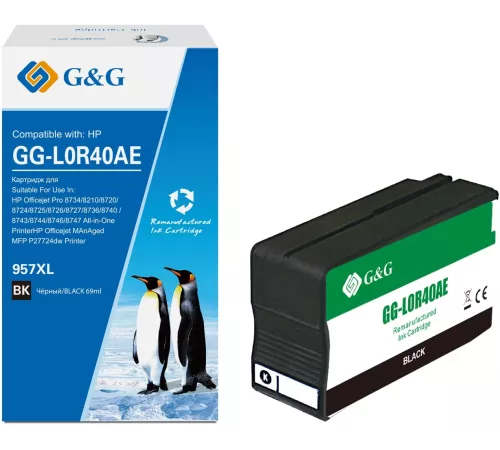 Картридж струйный G&G GG-L0R40AE 957XL черный (73мл) для HP OJ Pro 8734/8210/8720/8724/8725/8726/8727/8736/8740/8743/8744/8746/8747